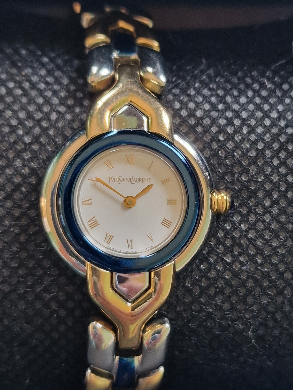 Authentic Yves Saint Laurent Two-Tone Ladies Bracelet Watch in Gold & Silver